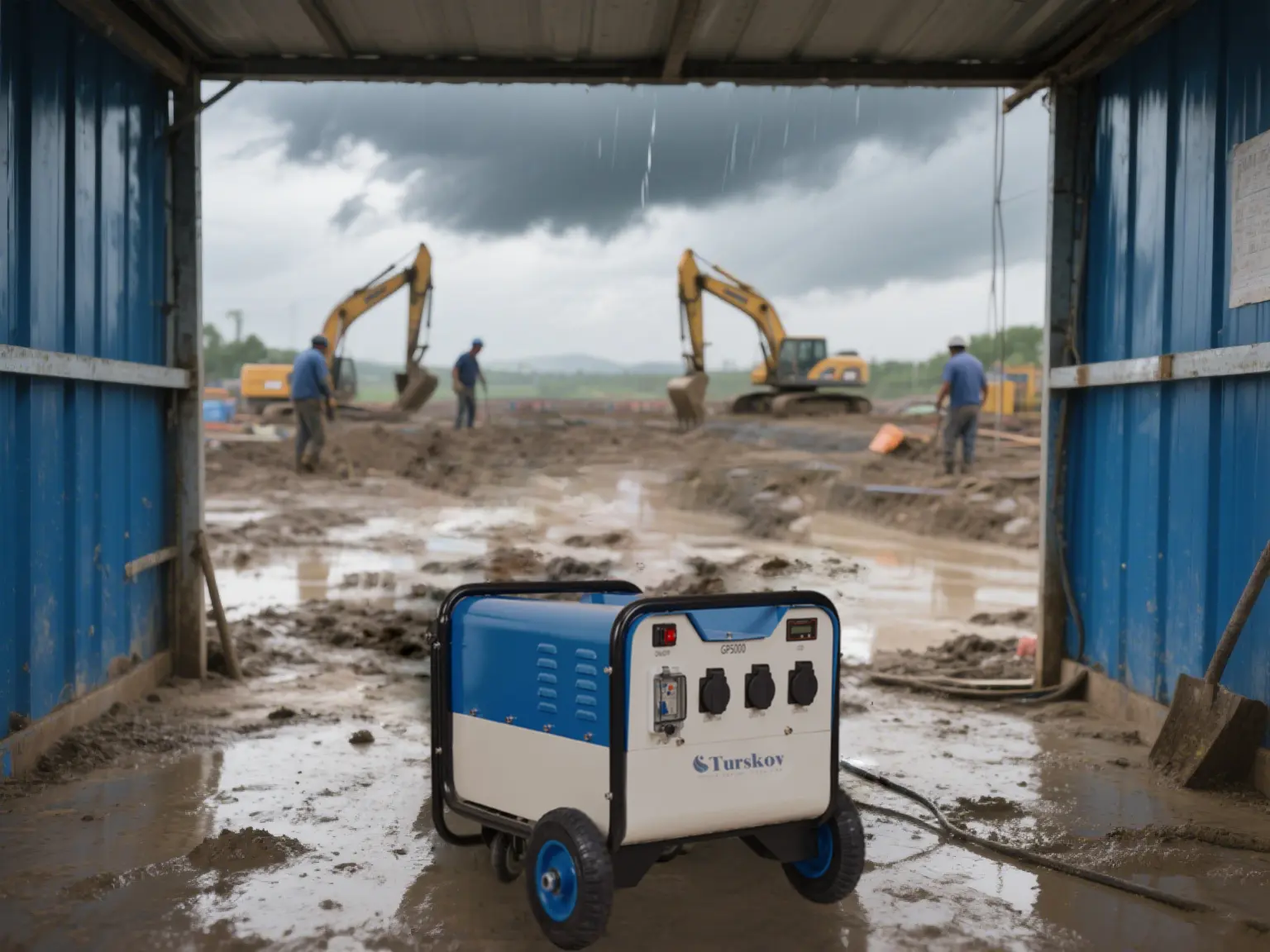 10kw发电机施工雨天场景01